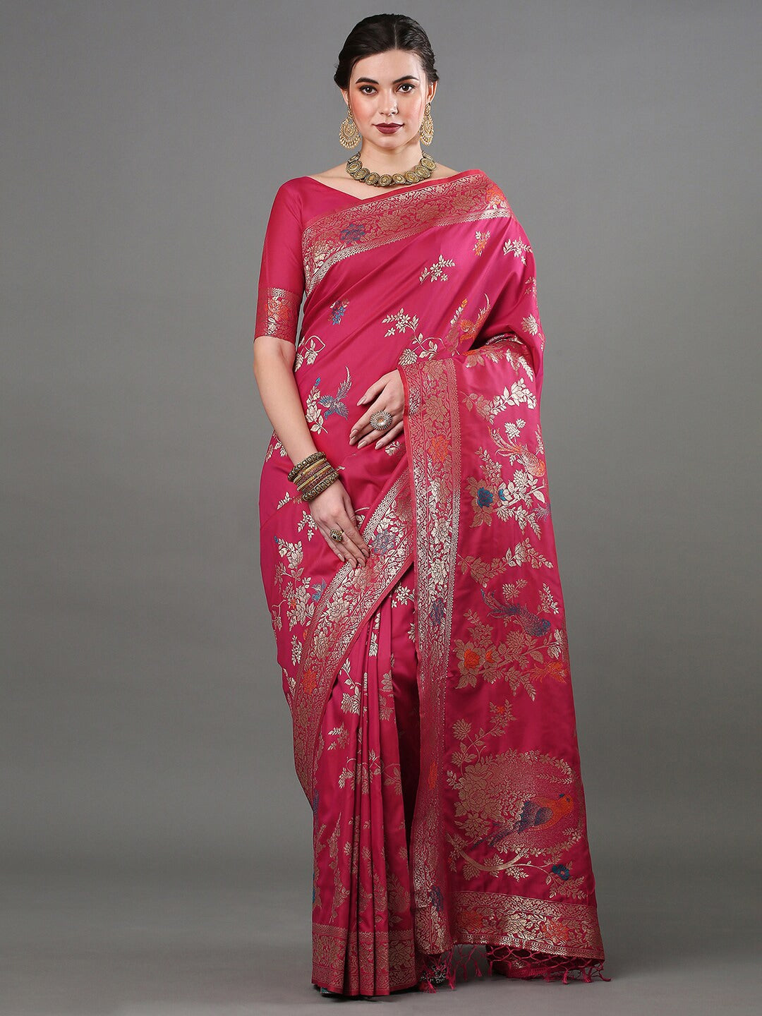 Mitera Woven Design Zari Silk Blend Banarasi Saree - Distacart
