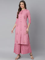 Thumbnail for Khushal K Women Pink Printed Kurta with Palazzos - Distacart