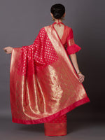 Thumbnail for Mitera Pink Gold-Coloured Woven Design Kanjeevaram Saree - Distacart