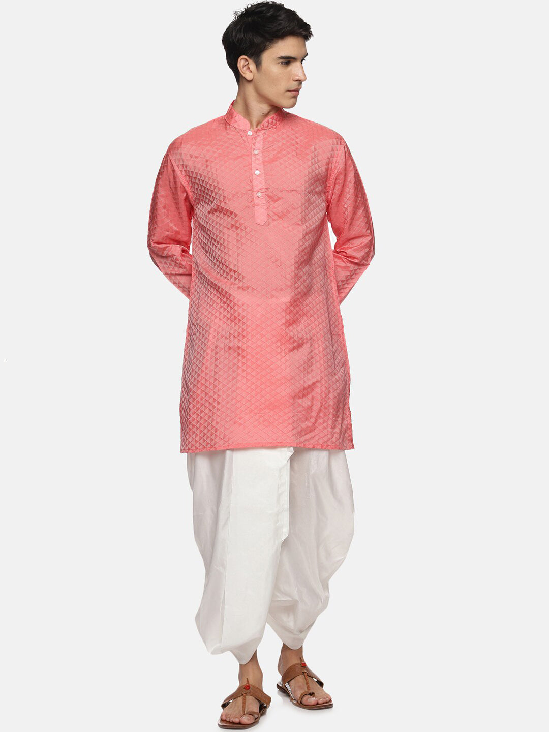 Sethukrishna Mens Red Striped Kurta with Dhoti Pants - Distacart
