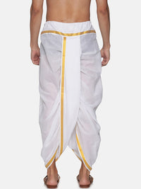 Thumbnail for Sethukrishna Men Pack Of 2 White Solid Cotton Readymade Dhoti Pants - Distacart