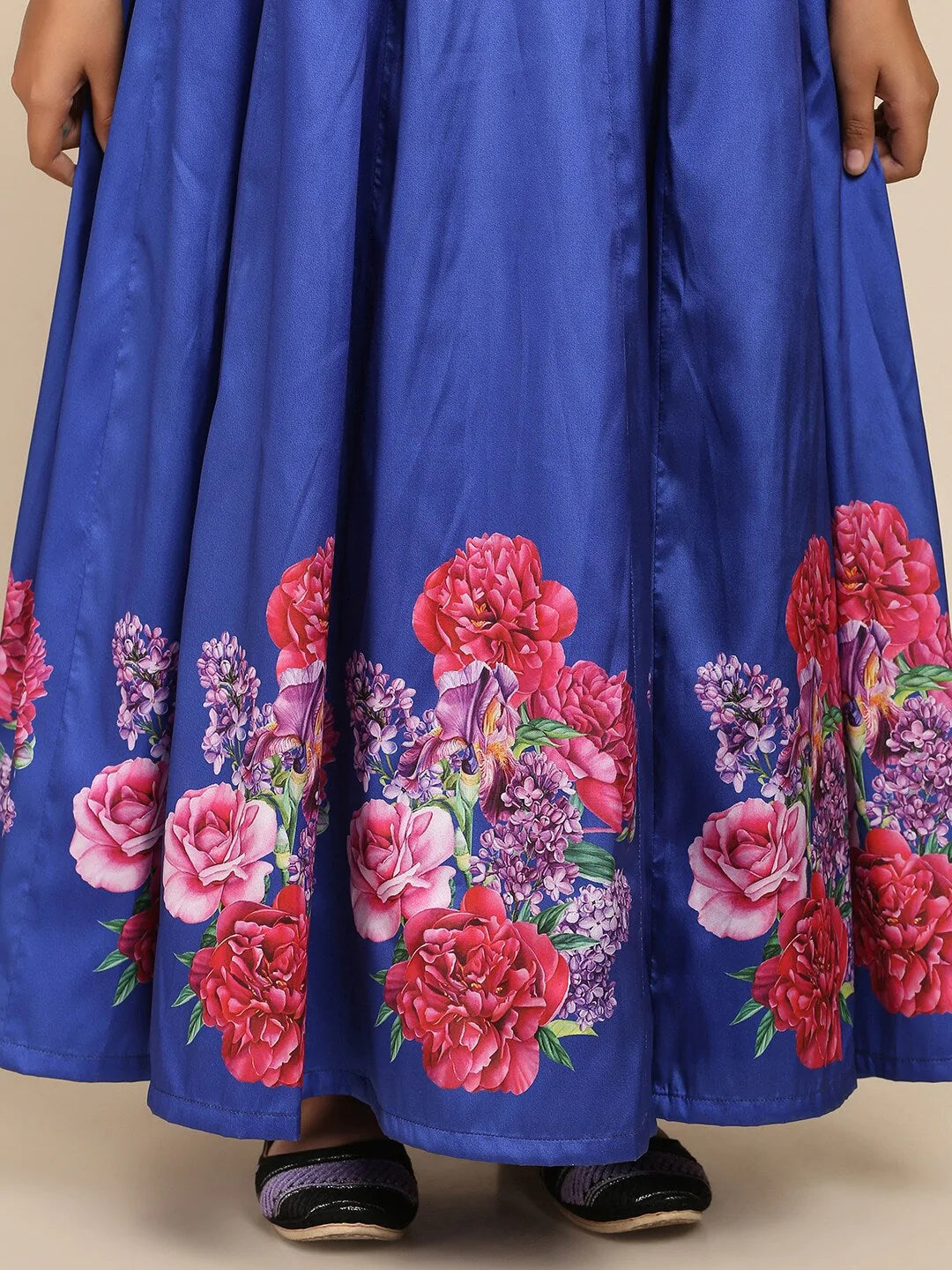 NOZ2TOZ Blue Floral Maxi Gown Dress For Girls - Distacart