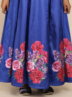 Thumbnail for NOZ2TOZ Blue Floral Maxi Gown Dress For Girls - Distacart