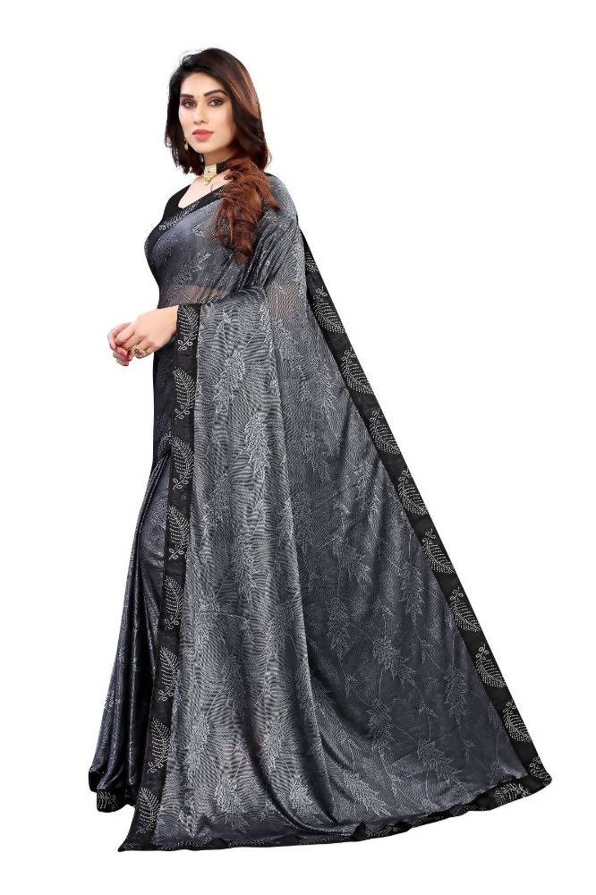 Vamika Grey Malai Silk Embroidery Saree