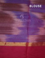Thumbnail for Dual Shades of Sky Blue And Maroon Mangalagiri Ikkat Cotton Saree By Gayathri Reddy Designer Studio - Distacart