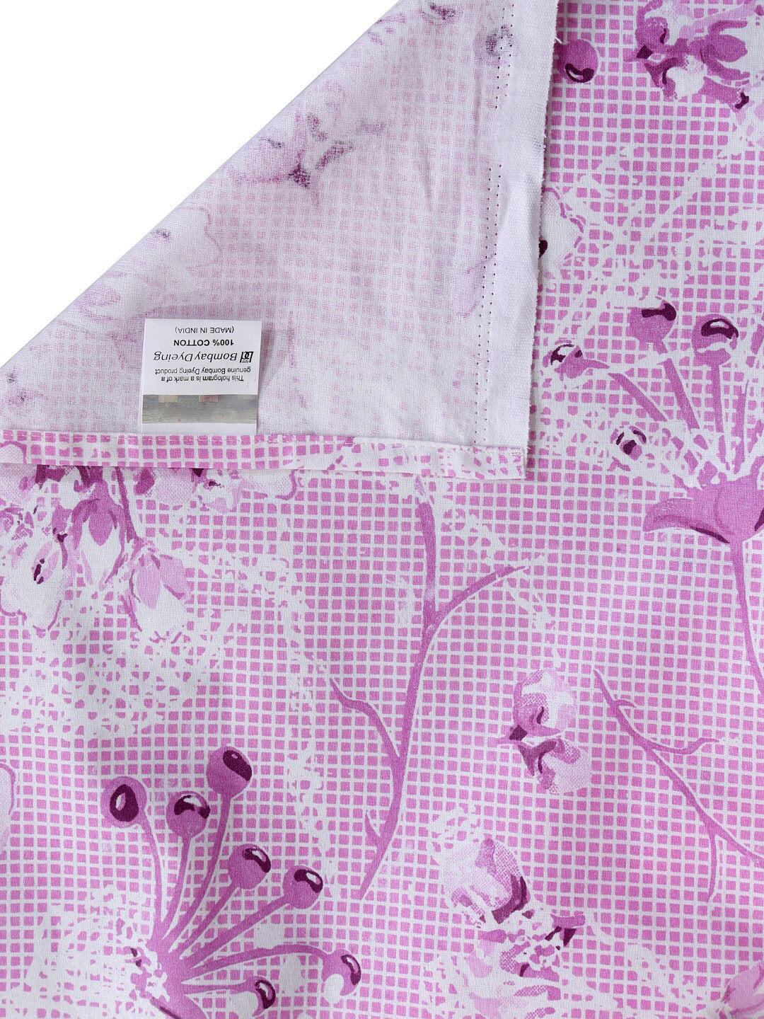 BOMBAY DYEING Pink Floral Cotton 120 TC King Bedsheet with 2 Pillow Covers - Distacart