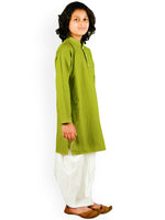 Thumbnail for Sethukrishna Boys Green Pure Cotton Kurta with Dhoti Pant Set - Distacart