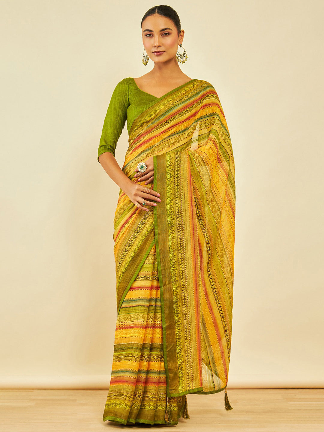Soch Striped Saree - Distacart