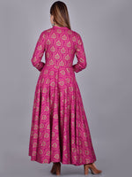 Thumbnail for Kalini Women Magenta & Gold-Toned Ethnic Motifs Printed Anarkali Kurta - Distacart
