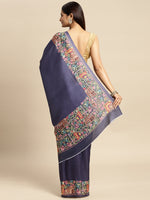 Thumbnail for Mitera Blue Floral Pashmina Silk Saree - Distacart