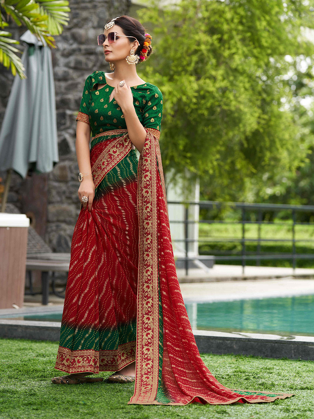 Mitera Ethnic Motifs PrintedZari Pure Georgette Saree - Distacart