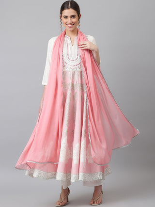 Khushal K Ethnic Motifs Printed Mirror Work Kurta with Palazzos & With Dupatta - Distacart