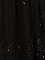 Thumbnail for Sangria Black Embellished Sequinned Pure Georgette Lehenga Saree - Distacart