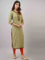 Thumbnail for Kalini Women Green Geometric Yoke Design Mirror Work Kurta - Distacart