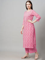 Thumbnail for Kalini Women Pink Printed Mirror Work Kurta with Palazzos - Distacart