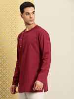 Thumbnail for House of Pataudi Jashn Floral Embroidered Yoke Design Thread Work Angrakha Kurta - Distacart