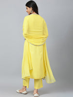 Thumbnail for Khushal K Round Neck Thread Work Kurta with Palazzos & Dupatta - Distacart
