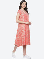 Thumbnail for Biba Women Coral Ethnic Motifs Printed Anarkali Kurta - Distacart