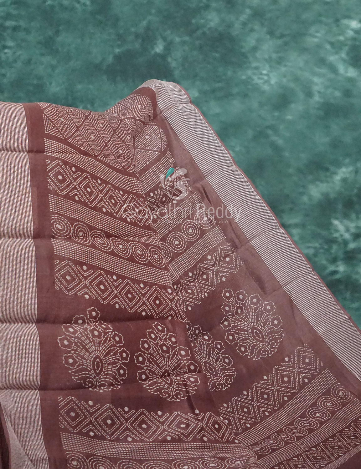 Mauve Brown Coloured Diamond Print Semi Chanderi Saree By Gayathri Reddy Designer Studio - Distacart