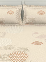 Thumbnail for SPACES Pattern Art Cream Printed Egyptian Cotton 350 TC King Bedsheet & 4 Pillow Covers - Distacart