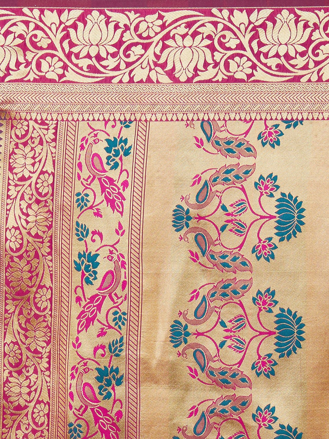 Mitera Green & Blue Silk Blend Woven Design Banarasi Saree - Distacart