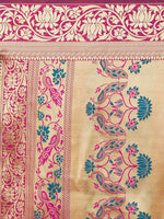 Thumbnail for Mitera Green & Blue Silk Blend Woven Design Banarasi Saree - Distacart