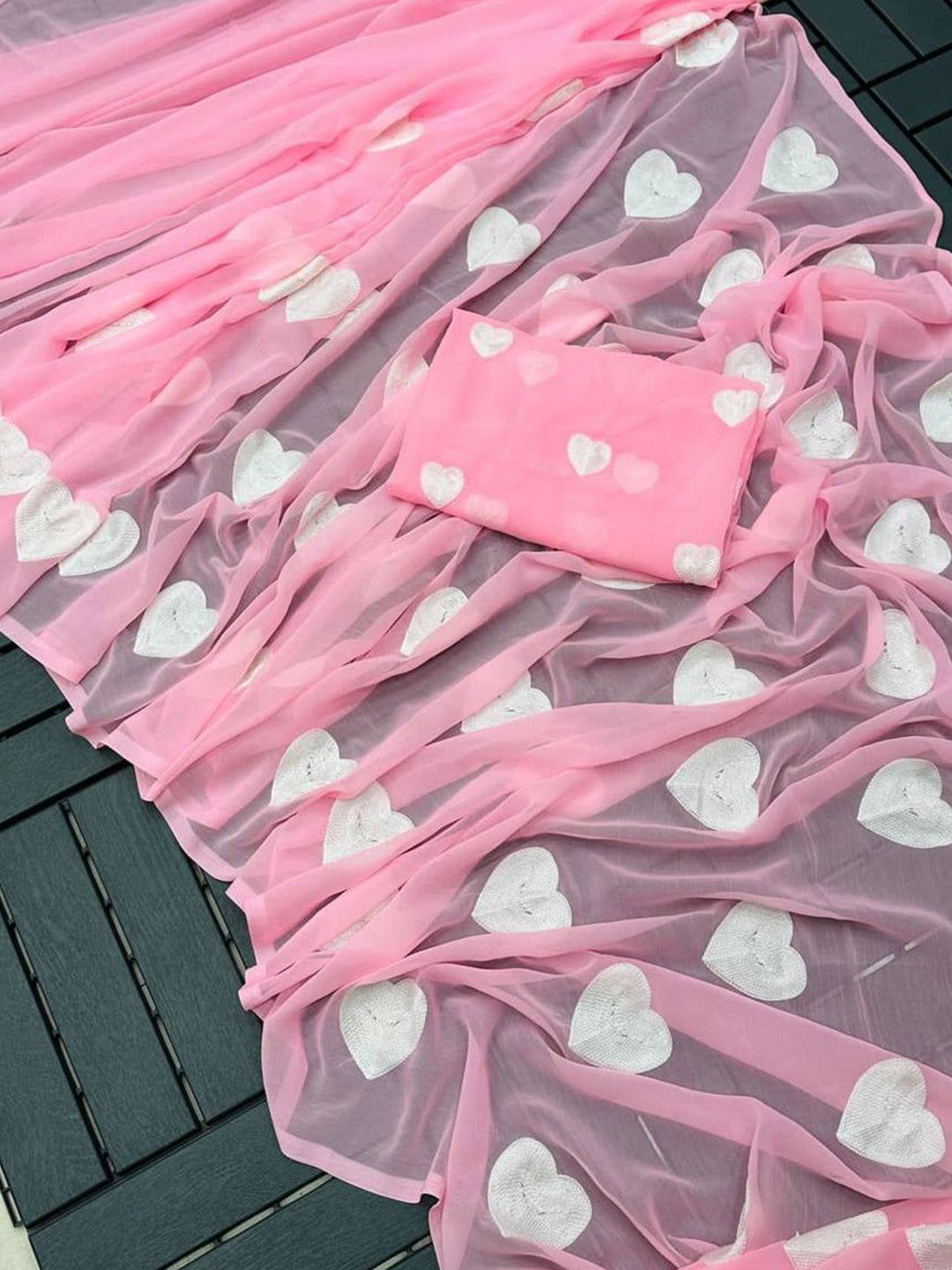 Kalini Embellished Sequinned Detail Pure Georgette Saree - Distacart