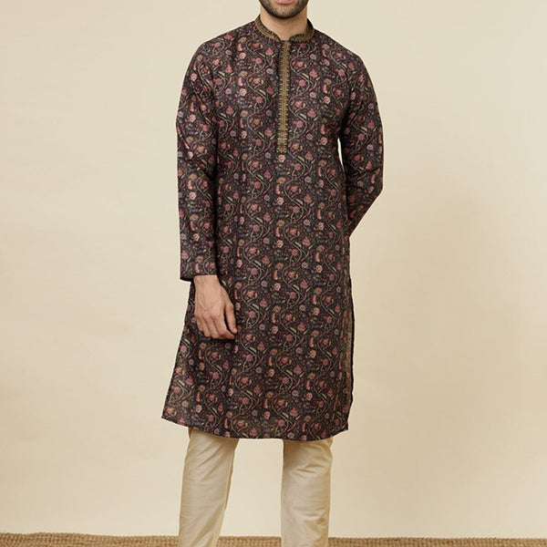 Manyavar Floral Printed Regular Kurta with Churidar - Distacart