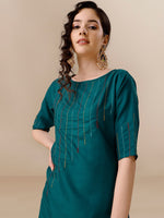 Thumbnail for Kalini Yoke Design Thread Work Pure Cotton Kurta With Trousers & Dupatta - Distacart