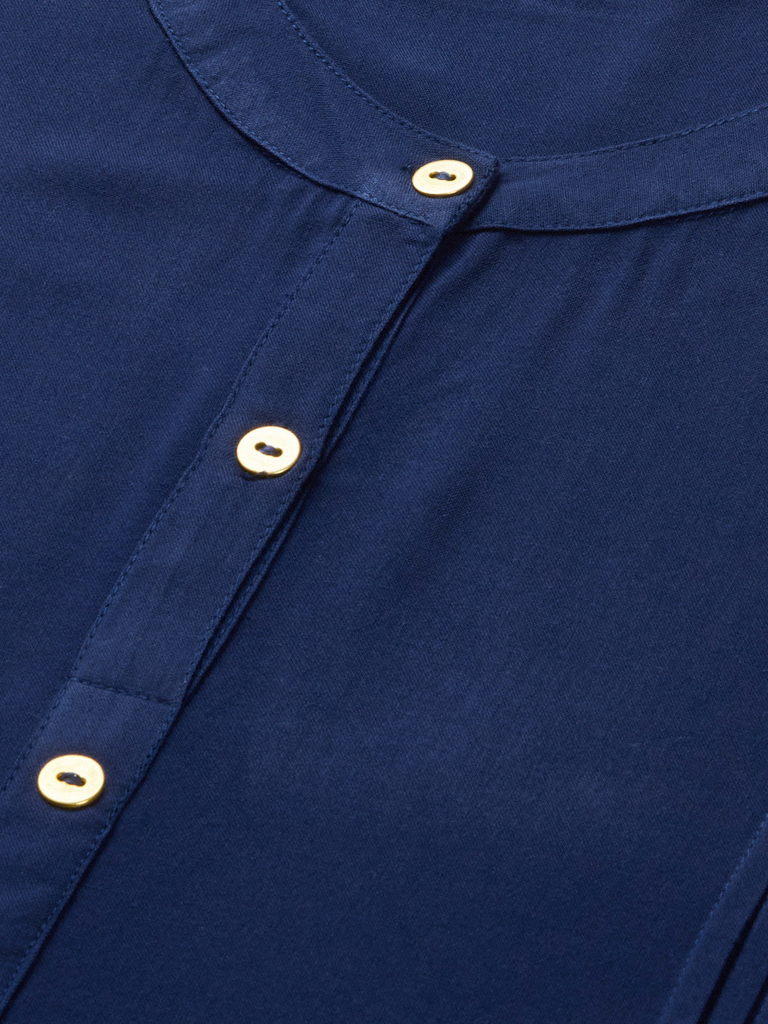 Kalini Women Navy Blue Solid Roll-Up Sleeves Kurta - Distacart