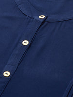 Thumbnail for Kalini Women Navy Blue Solid Roll-Up Sleeves Kurta - Distacart