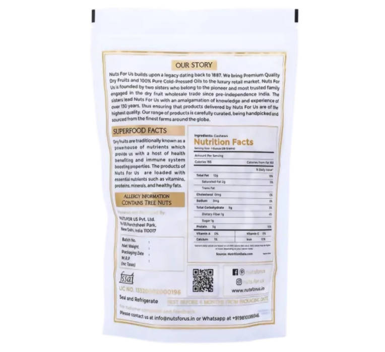 Nuts For Us Cashew (Whole) - Distacart