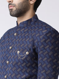 Thumbnail for KISAH Men Self-Design Mandarin Collar Sherwani Set - Distacart