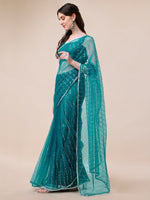 Thumbnail for Sangria Embellished Net Saree - Distacart
