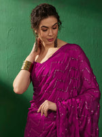 Thumbnail for Sangria Geometric Embellished Beads and Stones Sarees - Distacart