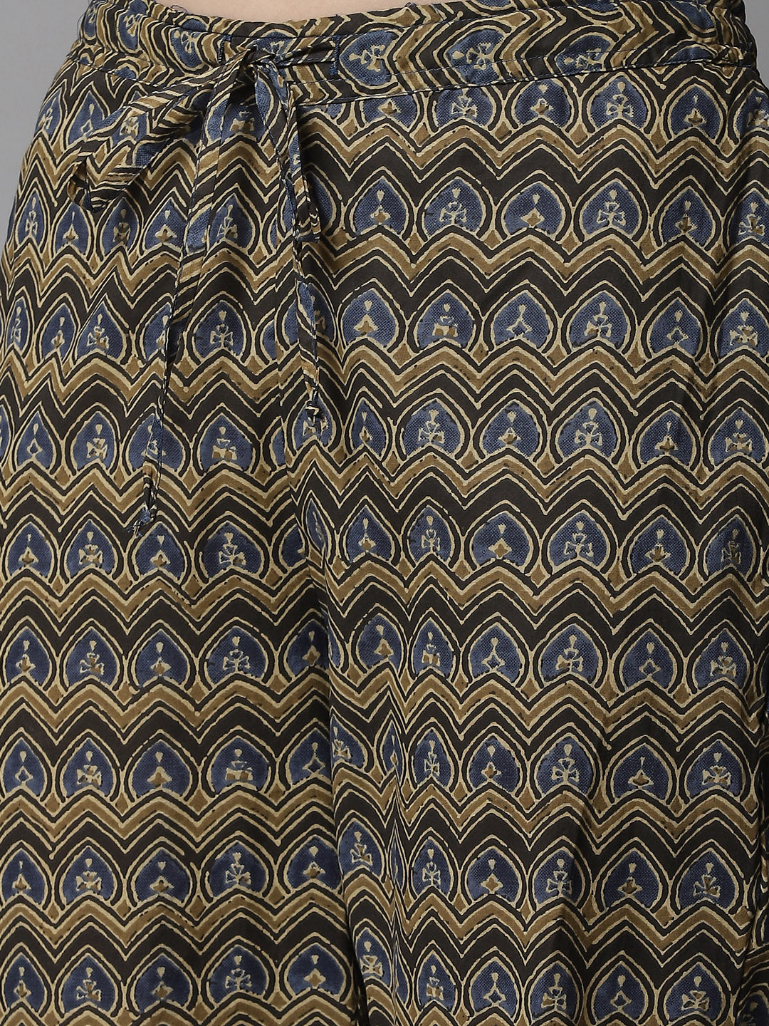 Biba Women Blue & Olive Green Solid Kurta with Trousers - Distacart