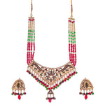 Thumbnail for Gold-Plated Alloy Traditional Ethnic Beaded Jadau Necklace Set - The Pari - Distacart