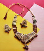 Thumbnail for Gold-Plated Alloy Traditional Ethnic Beaded Jadau Necklace Set - The Pari - Distacart