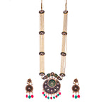 Thumbnail for Gold-Plated Alloy Long Pearl Rani Haar Necklace With Designer Thewa Pendant Set - The Pari - Distacart