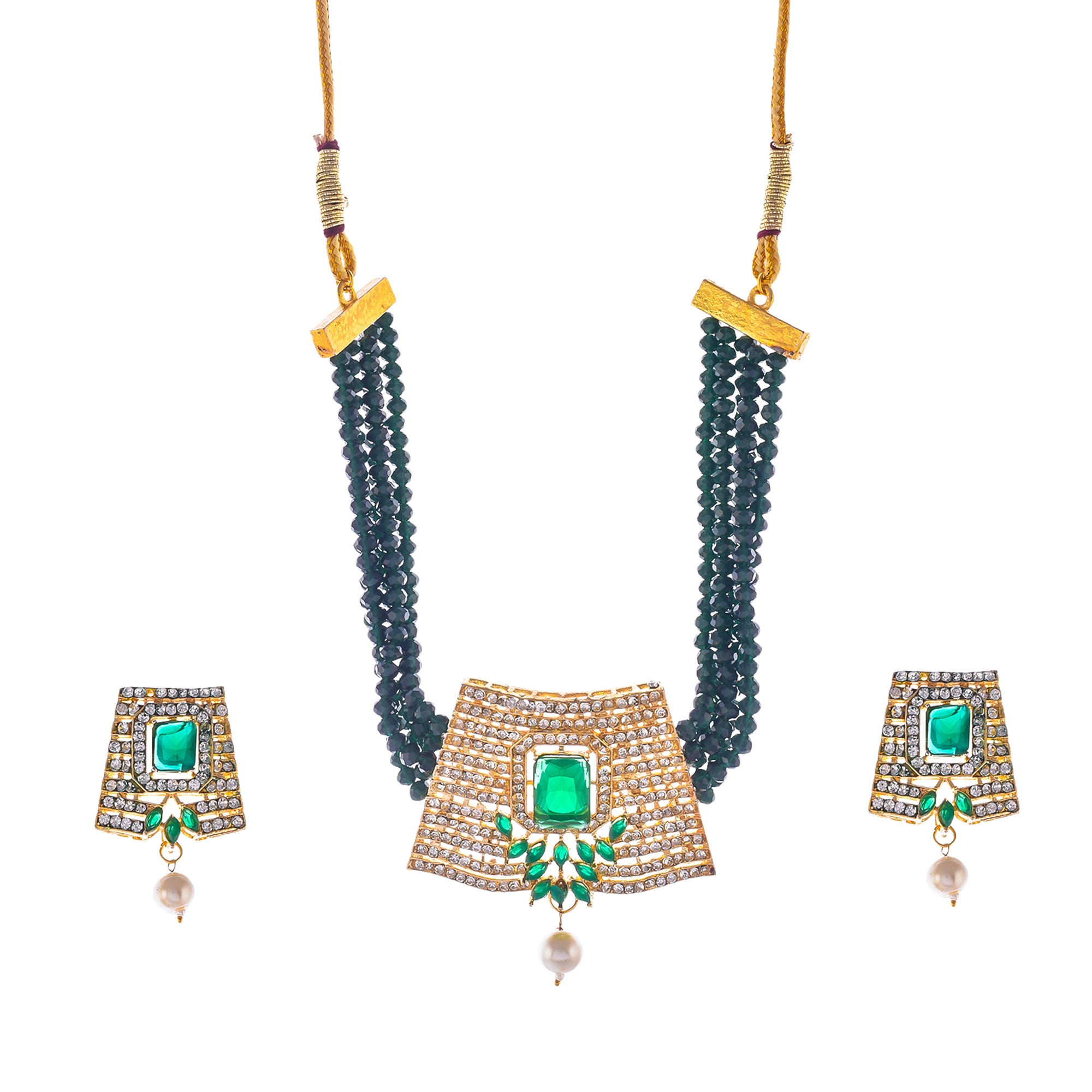 Gold-Plated Alloy Crystal Chain & American Diamond Choker Necklace - The Pari - Distacart