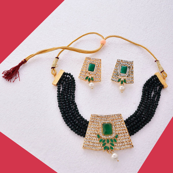 Gold-Plated Alloy Crystal Chain & American Diamond Choker Necklace - The Pari - Distacart