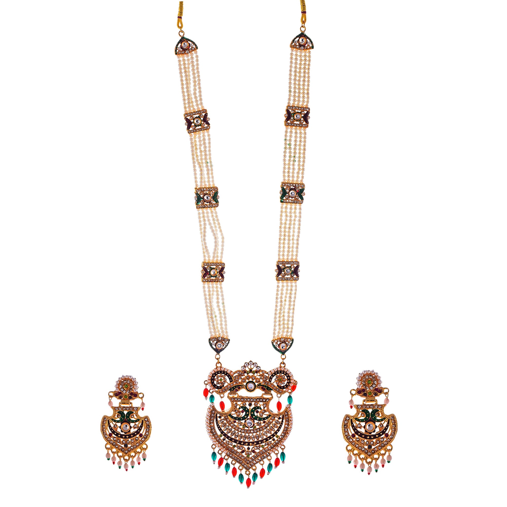 Gold-Plated Alloy Long Jadau Work Rani Haar Necklace - The Pari - Distacart