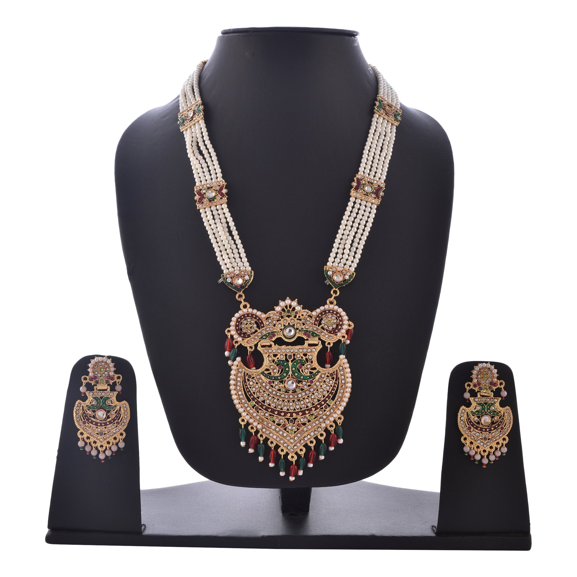 Gold-Plated Alloy Long Jadau Work Rani Haar Necklace - The Pari - Distacart