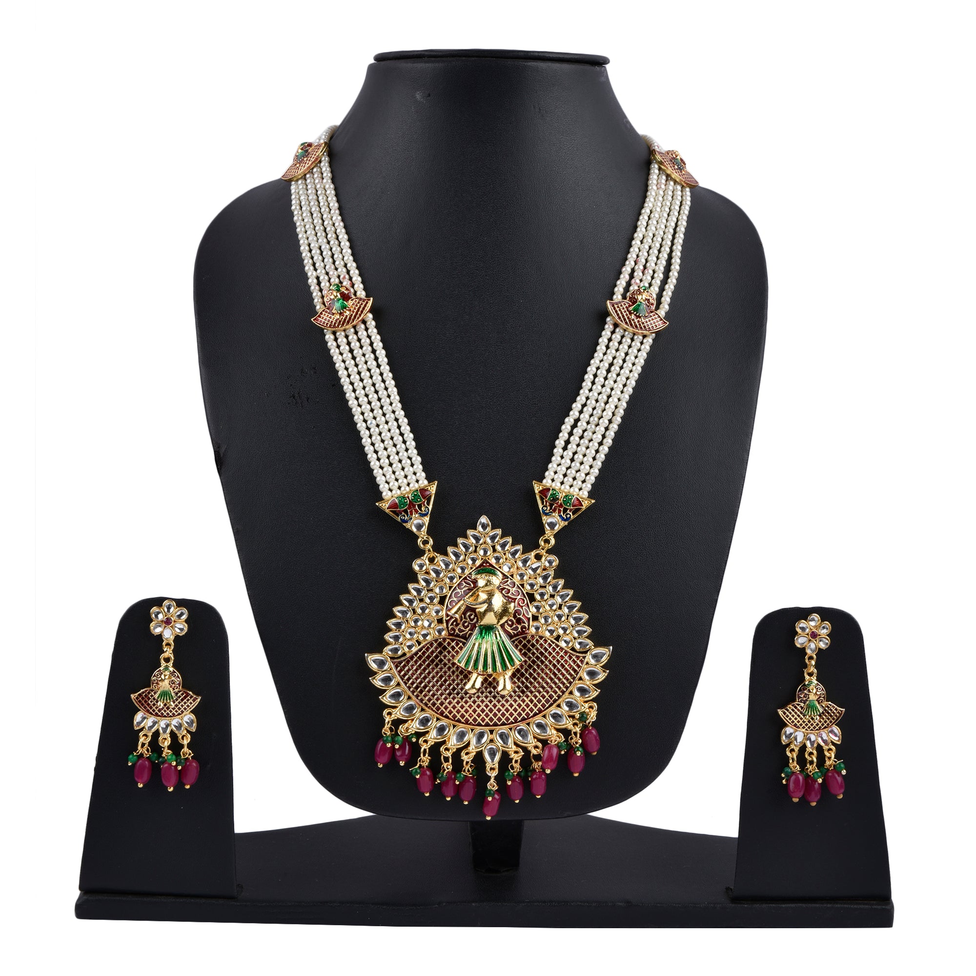 Gold-Plated Alloy Long Pearl Rani Haar With Designer Pendant - The Pari - Distacart