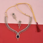 Thumbnail for Rhodium-Plated Alloy Blue Classy Ad Necklace Set - The Pari - Distacart