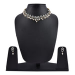 Thumbnail for Rhodium-Plated Alloy Pearl Hanging Designer Choker Necklace - The Pari - Distacart