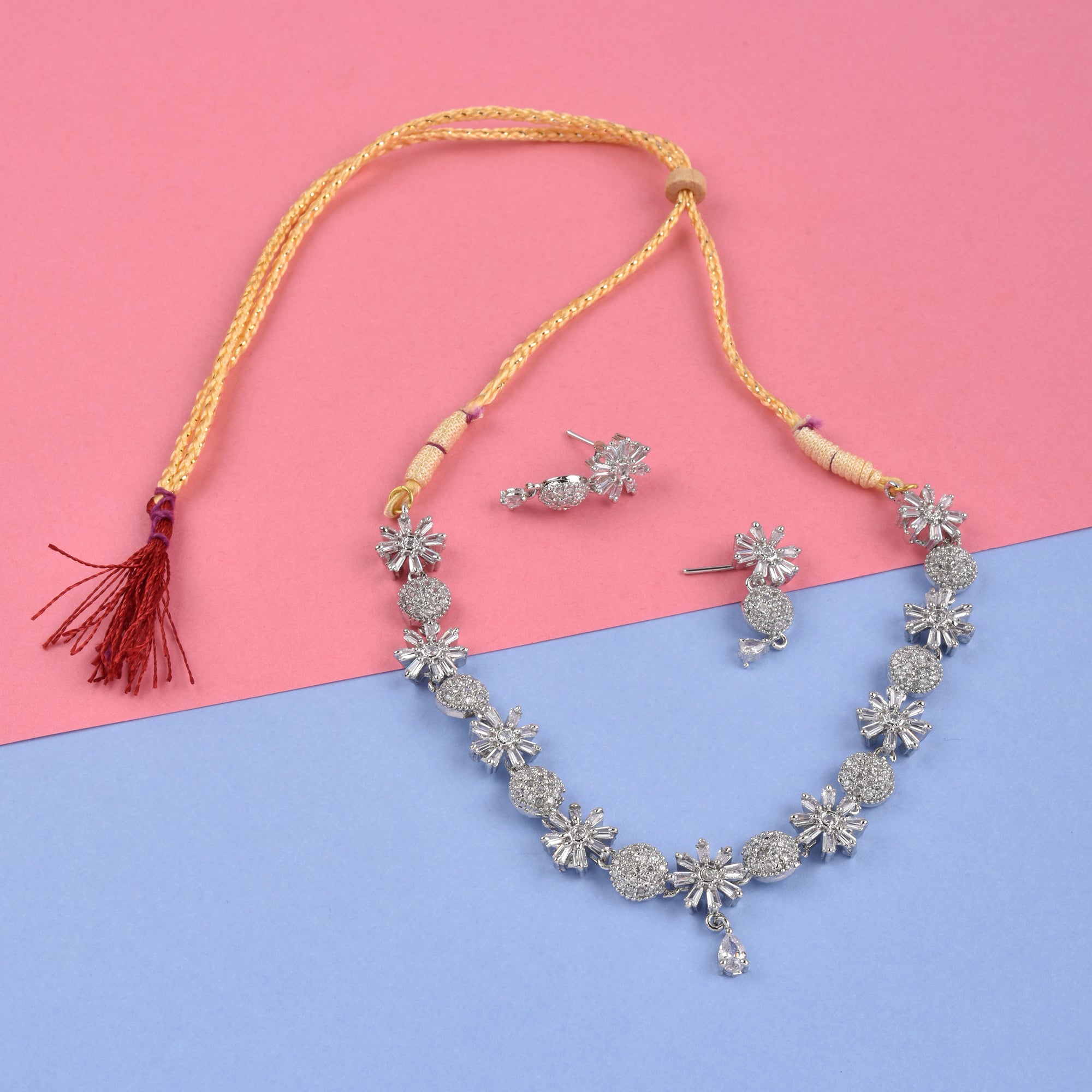 Rhodium-Plated Alloy Denty Look Designer Ad Necklace - The Pari - Distacart