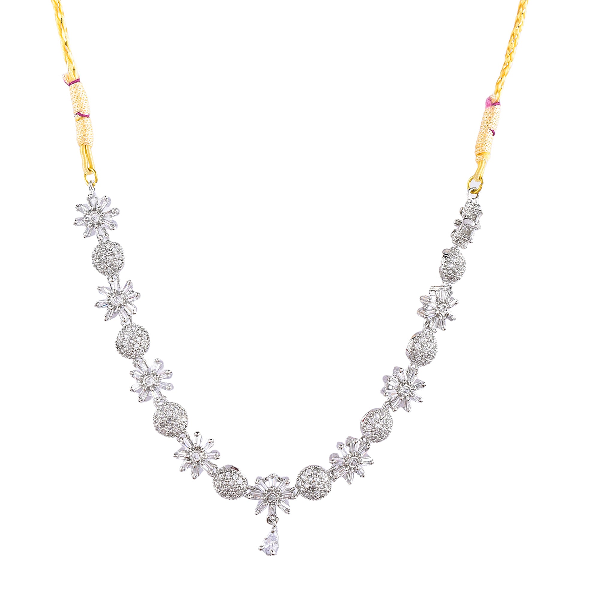 Rhodium-Plated Alloy Denty Look Designer Ad Necklace - The Pari - Distacart