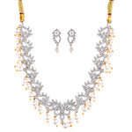 Thumbnail for Rhodium-Plated Alloy Pearl Hanging Designer Choker Necklace - The Pari - Distacart
