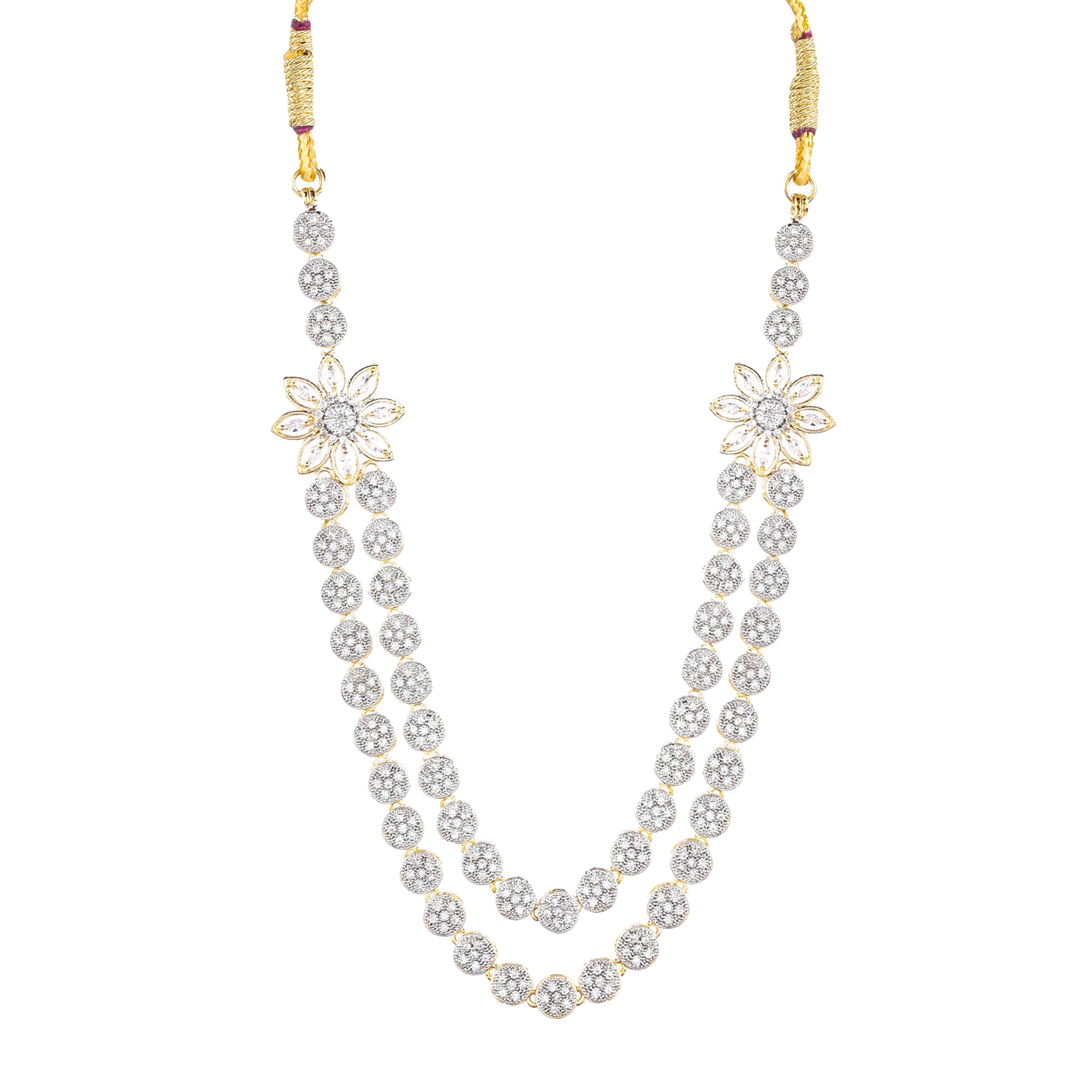 Rhodium-Plated Alloy Double Layer Ad Necklace Set - The Pari - Distacart